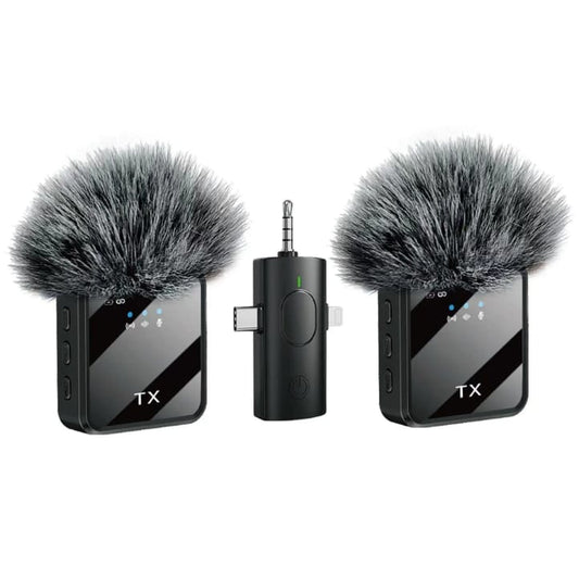 Microphone cravate sans fil 3 en 1 pour tout type de smartphone avec suppression du bruit pour interview, podcast vidéo